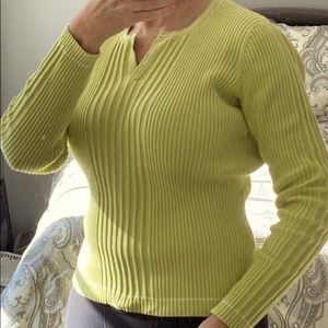 100% Cotton Ribbed V-Neckline Sweater